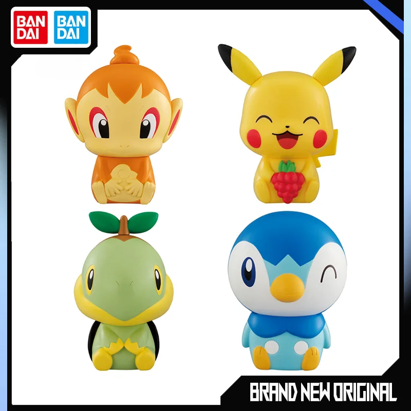 BANDAI Pokemon Action Figures Model Pikachu Chimchar Turtwig Piplup Gashapon Ornament Original Toys