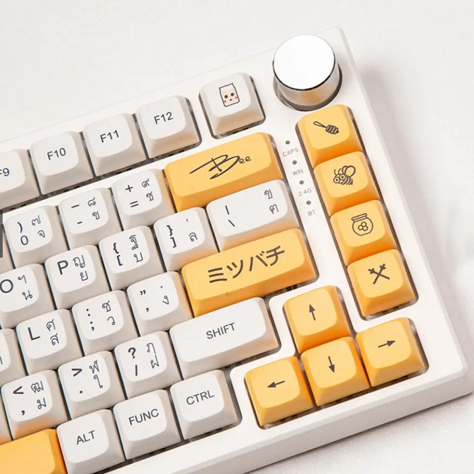 

Cream honey PBT Keycaps for XDA Mechanical Keyboard,140Keys Full Set,Unique design personalized theme, Durable Anti Fade