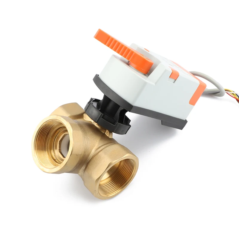 2-Inch DN50 Three-Way Electric Ball Valve Manual Switch Actuator In-Place Passive Signal Feedback Brass Plastic Control Valve