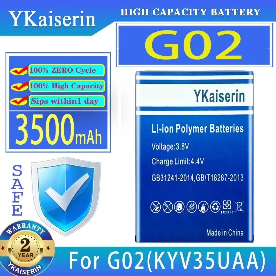 YKaiserin แบตเตอรี่ 3500 mAh/3800 mAh สําหรับ Kyocera G02 (KYV35UAA) G03 (KYV41UAA) G04 (KYV46UAA) Bateria