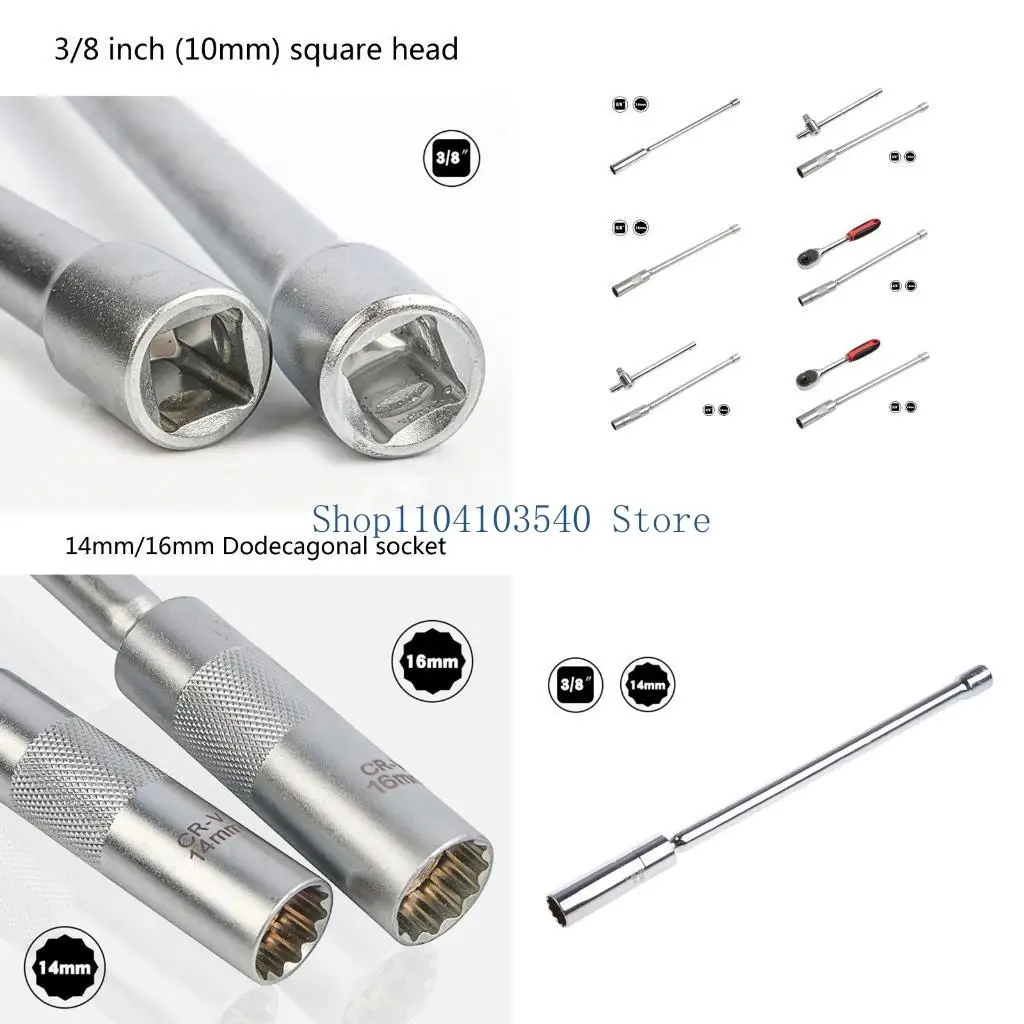 

02DC 14/16 мм Магнитный набор универсальных удлинительных головок для свечей зажигания 3/8-дюймовый привод 12-точечный для свечи