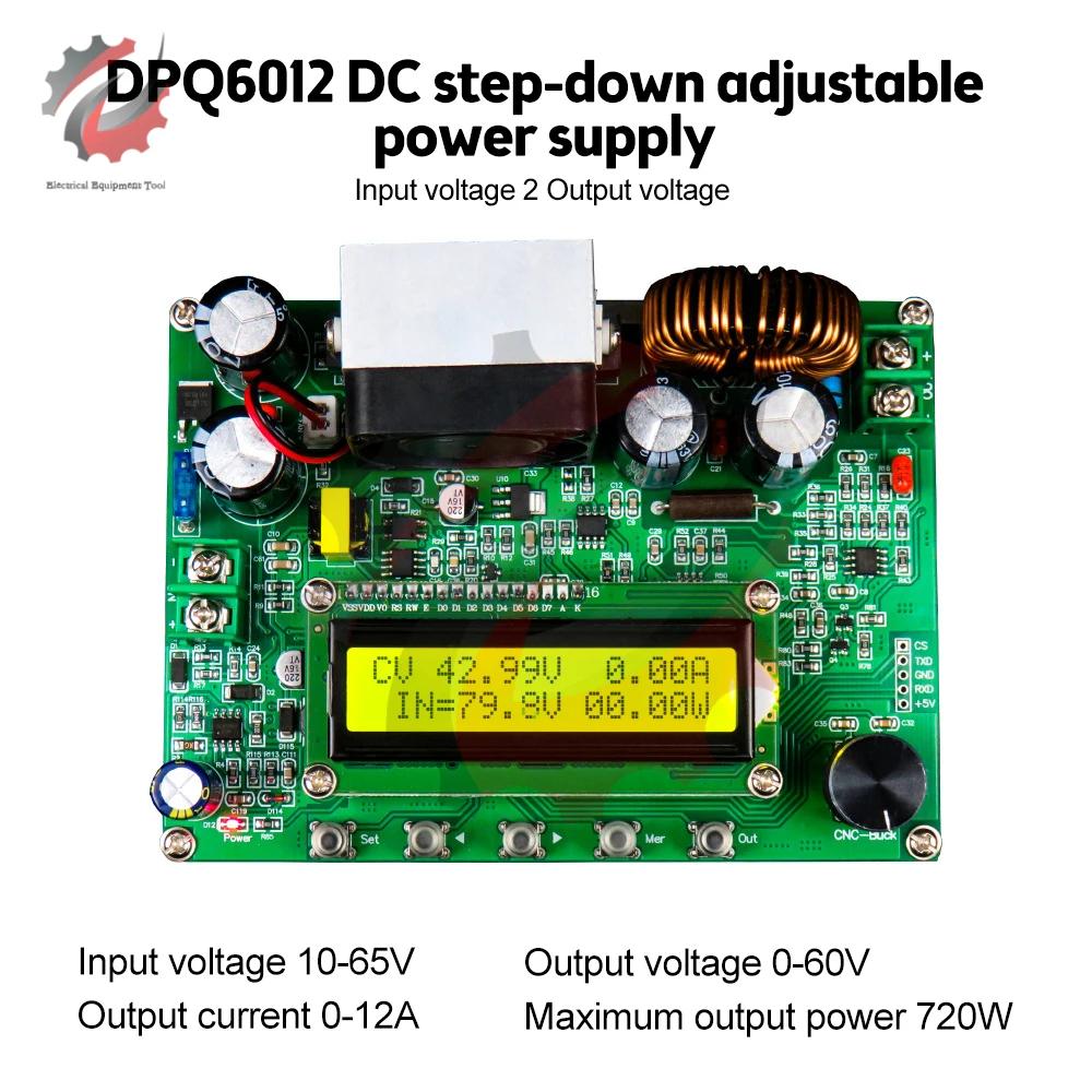 DPQ6012 DPQ9010 DC-DC CNC CV CC Step-down Module 60V 90V 0-12A Adjustable Power Supply Buck Converter LCD1602 Digital Display