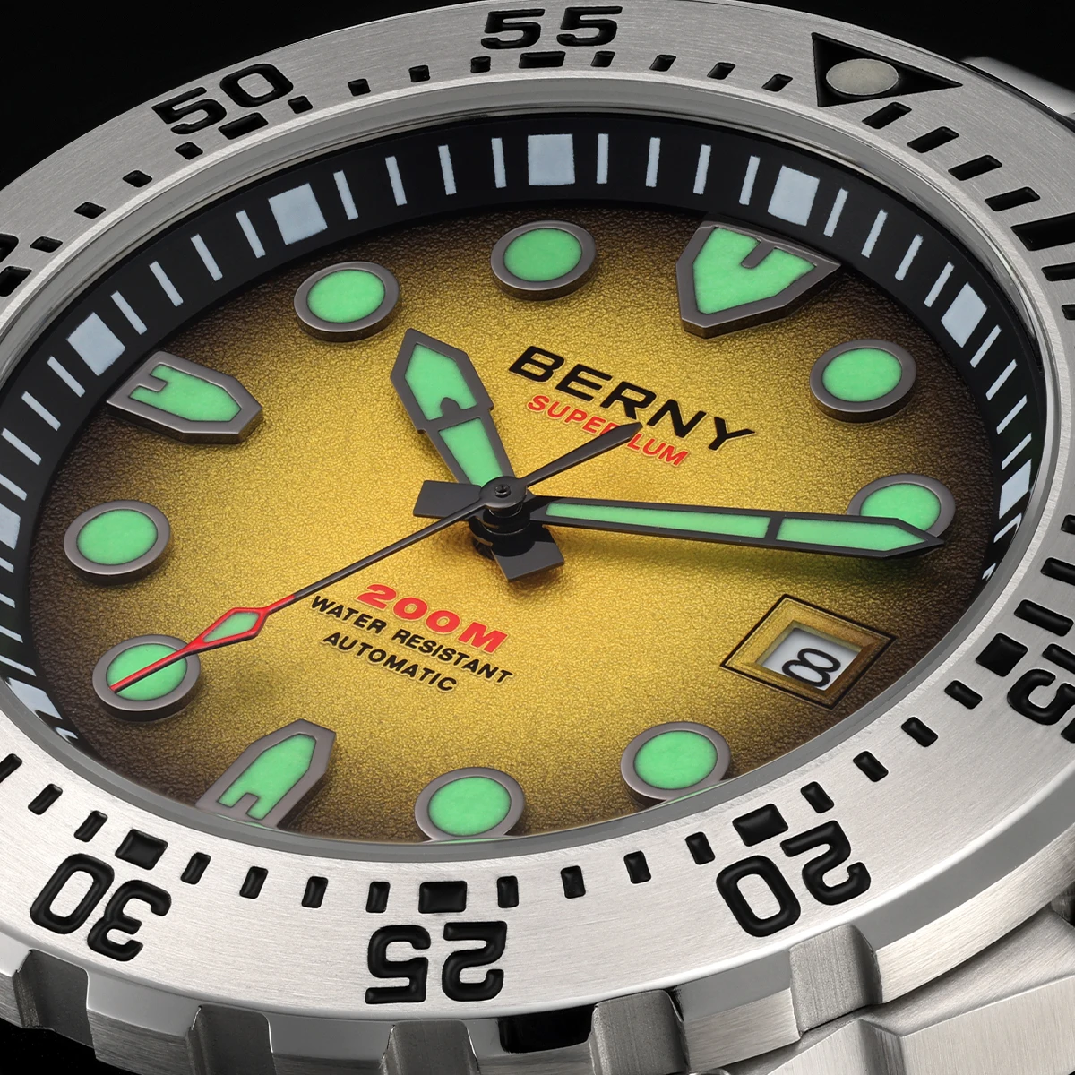 BERNY Frosted Dial Automatic Diver Watch for Men 42.5mm Watch 316L Supper Luminous Sapphire AR MIYOTA 8215 Men's Diving Watches