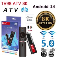 TV98 ATV Mini TV Stick Android 14 Allwinner H618 Quad Core Cortex A53 Support 8K Video 4K Wifi6 BT5.0 Voice Remote Smart TV Box