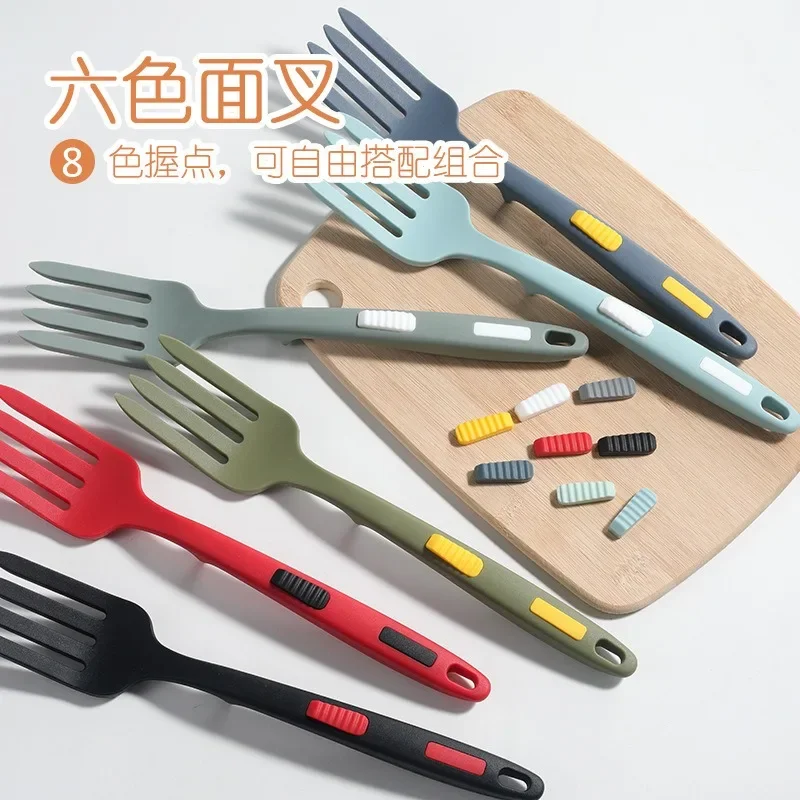 Silicone Flexible Forks Multifunctional Silicone Cooking Fork Heat-Resistant Cooking Tools Silicone Flexible Fork Noodle Fork