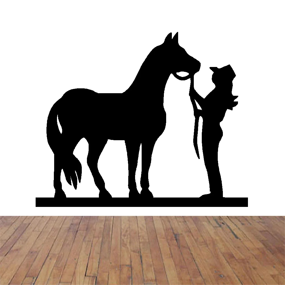 POOMOO Wall Decor Cowgirl and Horse Vinyl Decal Sticker 6x5inch