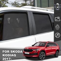 For Skoda Kodiaq NS7 2016-2023 2024 Magnetic Car Sunshade Visor Front Windshield Curtain Rear Side Baby Window Mesh Sun Shade