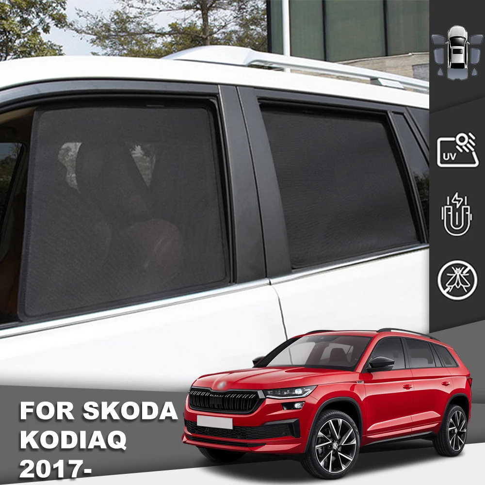 For Skoda Kodiaq NS7 2016-2023 2024 Magnetic Car Sunshade Shield Front Windshield Curtain Rear Side Baby Window Sun Shade Visor