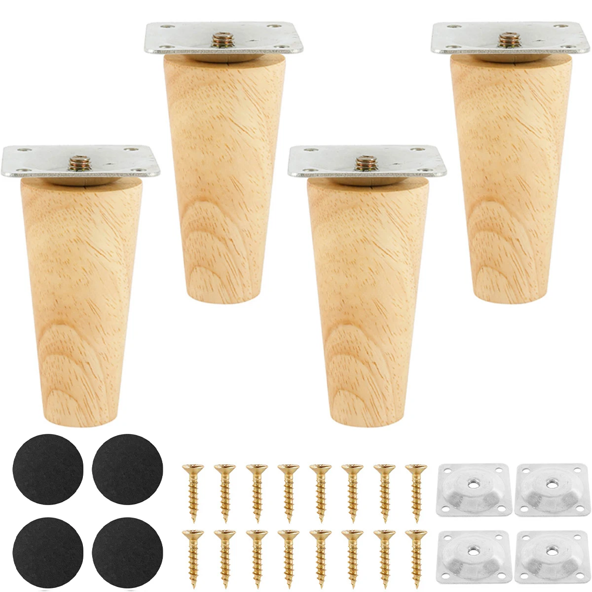 4Pcs 8/15/20/25cm Solid Wood Furniture Feets Oblique/Straight Table Furniture Leg Non-slip Chair Feet Replacement Feet Sloping