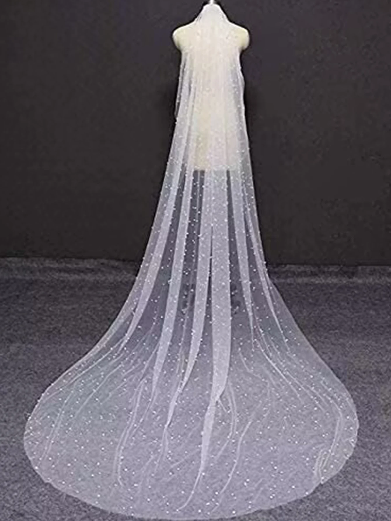 2024 MYYBLE Macria Long Pearl Veil One Layer 3m Bridal Veil Cathedral 3 Meters Ivory Wedding Veil With Pearls Bride Accessories