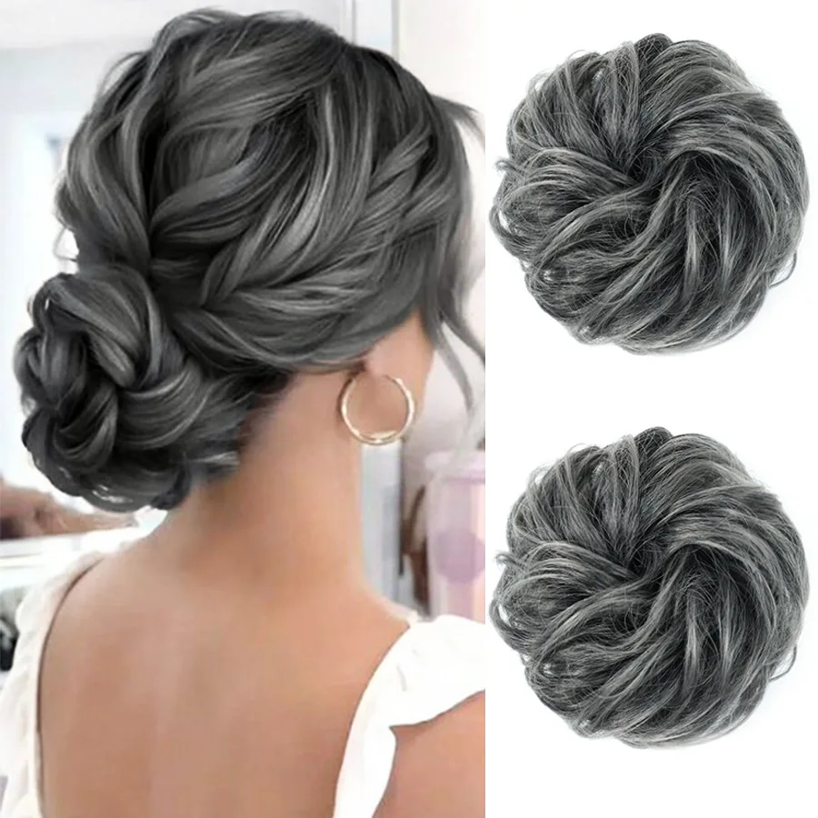 Synthetic Hair Bun Chignon Extensions Messy Curly Elastic  Hairpieces  Donut Updo Hair Pieces For  Women