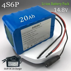 4S6P 14.8V 20Ah 18650 Li-ion Battery Pack with 5A BMS for Night Fishing Lamp Heater Miner's Lamp Amplifier Etc + Charger