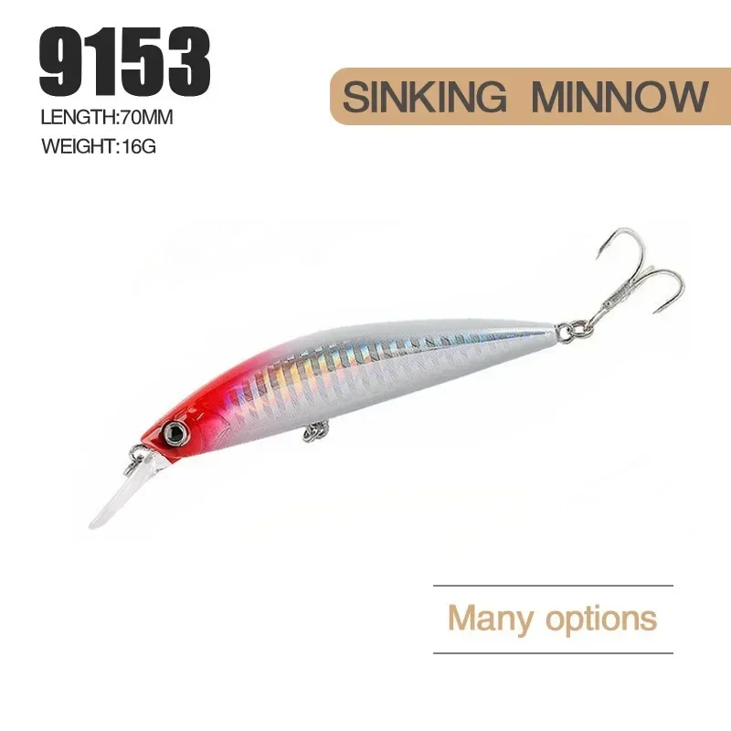 Minnow Lures Fishing Tackle Weight 16g 70mm Wobblers Trolling Bait for Perch Fish Sinking Hard Mino Baits Isca Artificial Lures