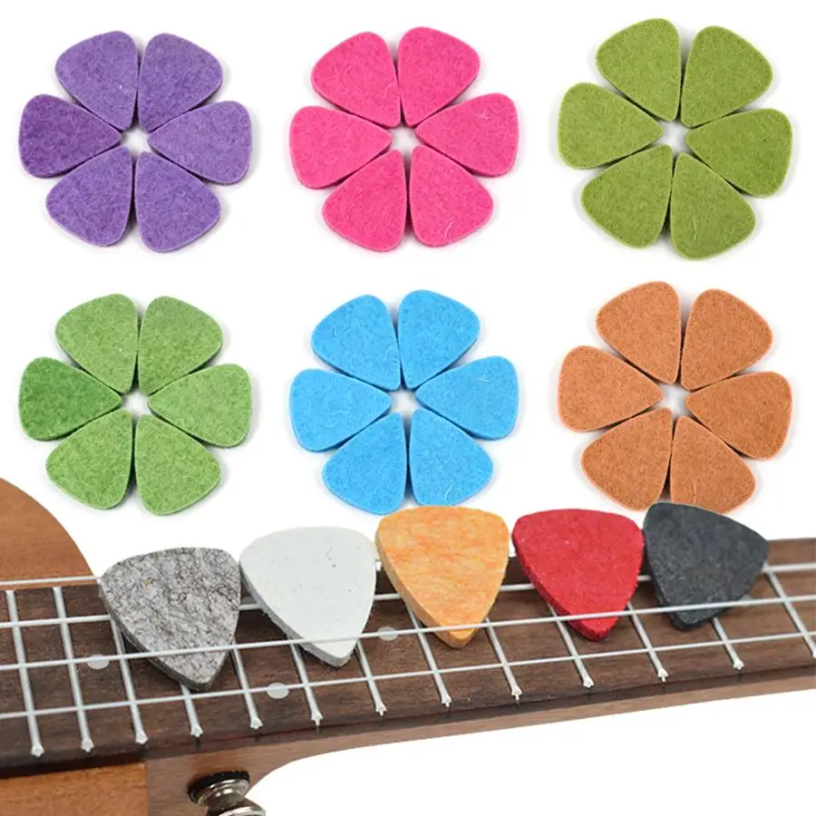 8/16pcs Bulk Pack Assorted Color Felt Guitar Picks, Instrument Plectrums, String Accessory for New Music Learner & Daily Use XJM
