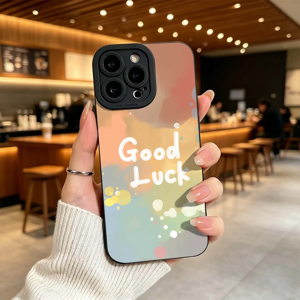 

Cartoon Colorful Good Luck For iPhone 17 16 15 14 Pro Max 12 11 13 17 Air XS Plus 16e Fall Proof Soft Cover Phone Case