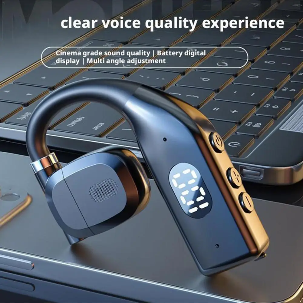 Business Bluetooth 5.4 Headset With LED Display 200MAH Left And Right Ear Rotation With Mic Handsfree Noise Canceling Headphones