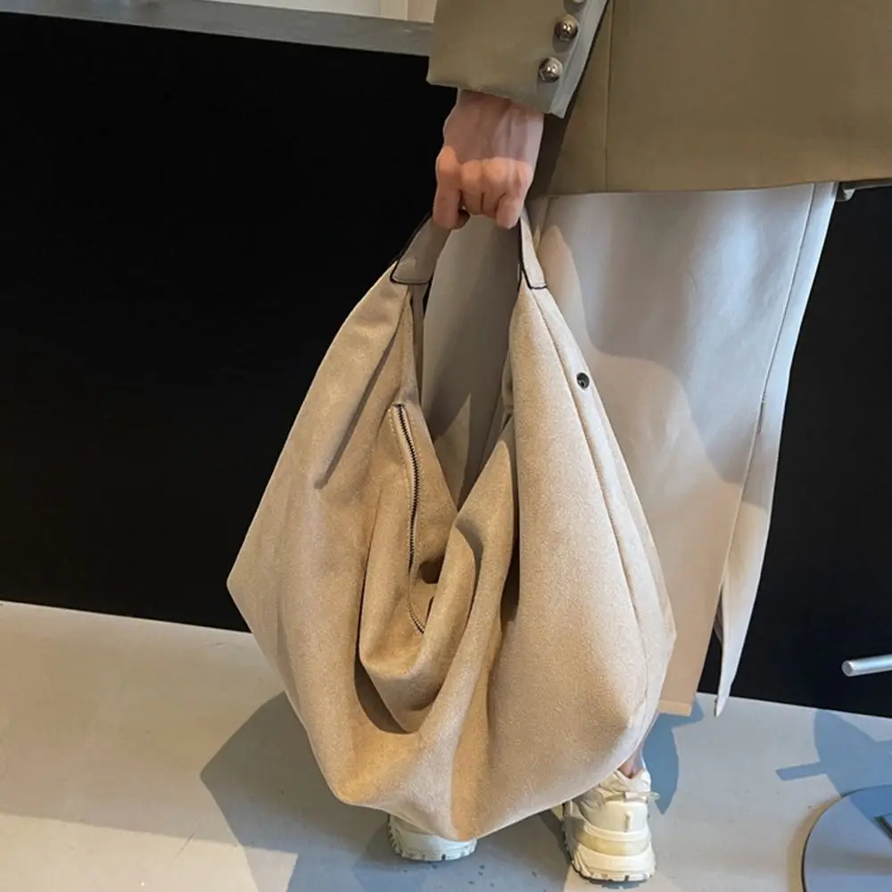 

Casual Handbag Suede Shoulder Bag Solid Color Fashion Ladies Crescent Bag Large Capacity Korean Style Hobo Bag Holiday