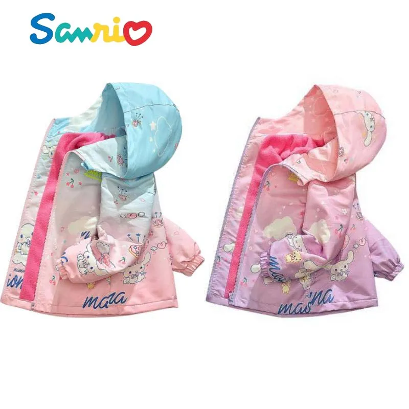 Anime Kawaii Sanrios Cinnamoroll Kids Jackets Windproof Sportswear Outdoor Baseball Uniform Casual Hooded toddler Clothing Gift