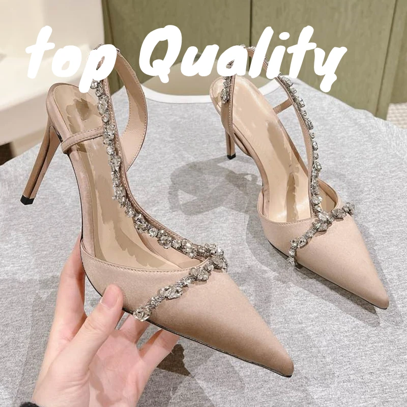 

Женские туфли на высоком каблуке, женские босоножки на тонком высоком каблуке, украшенные стразами и цепочкой, модные сандалии, летние вечерние модельные туфли