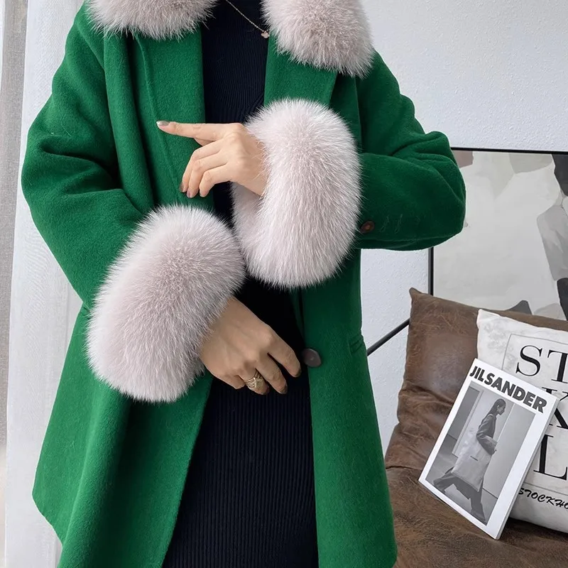 Polsini in vera pelliccia di volpe scaldamuscoli donna polsini maniche guanti pompon braccialetto di pelliccia polsino maniche accessori cappotto anelli a mano