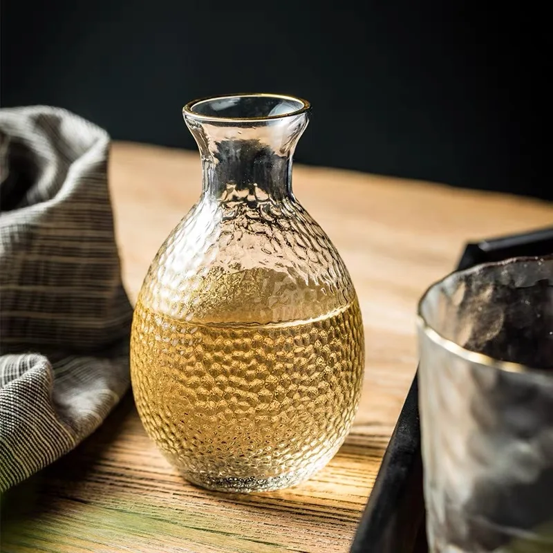 300ml Pot 60ml 4 Glasses Cup Gilt Japanese-Style Sake Bar Set  Heat-Resistant Hammer Vodka Spirits Wine Set Sake Bottle Shochu
