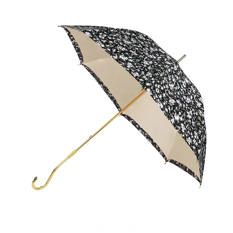 

Curved handle Lihua double-layer long-handled umbrella large double retro simple straight pole umbrella for weather and rain