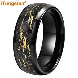 iTungsten 8mm Polish Shiny Domed Tungsten Carbide Ring Men Women Wedding Band Fashion Jewelry Sandblast Foil Inlay Comfort Fit