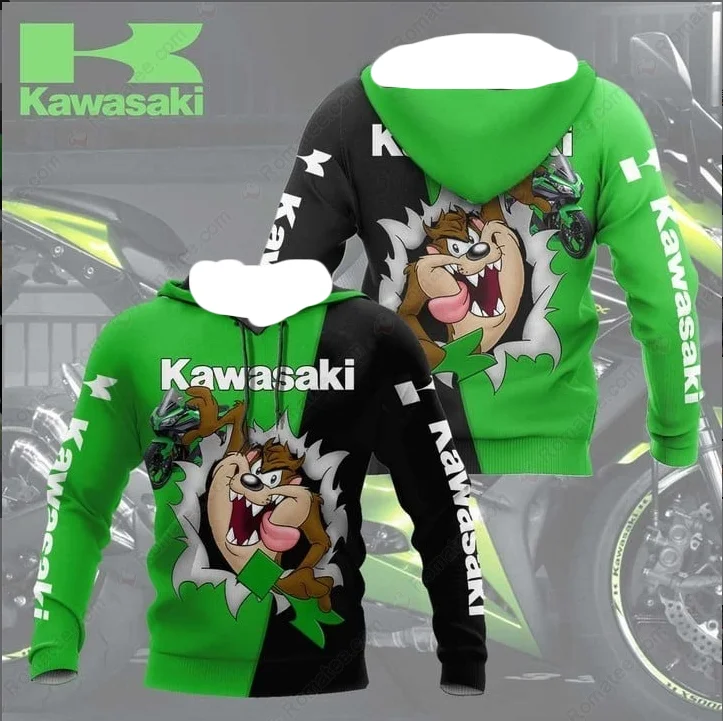 

2025 New Men Spring Autumn 3D Print Kawasaki Ninja Motorcycle Riding Off-Road Pullover Extreme Sports Adventure Unisex Hoodie