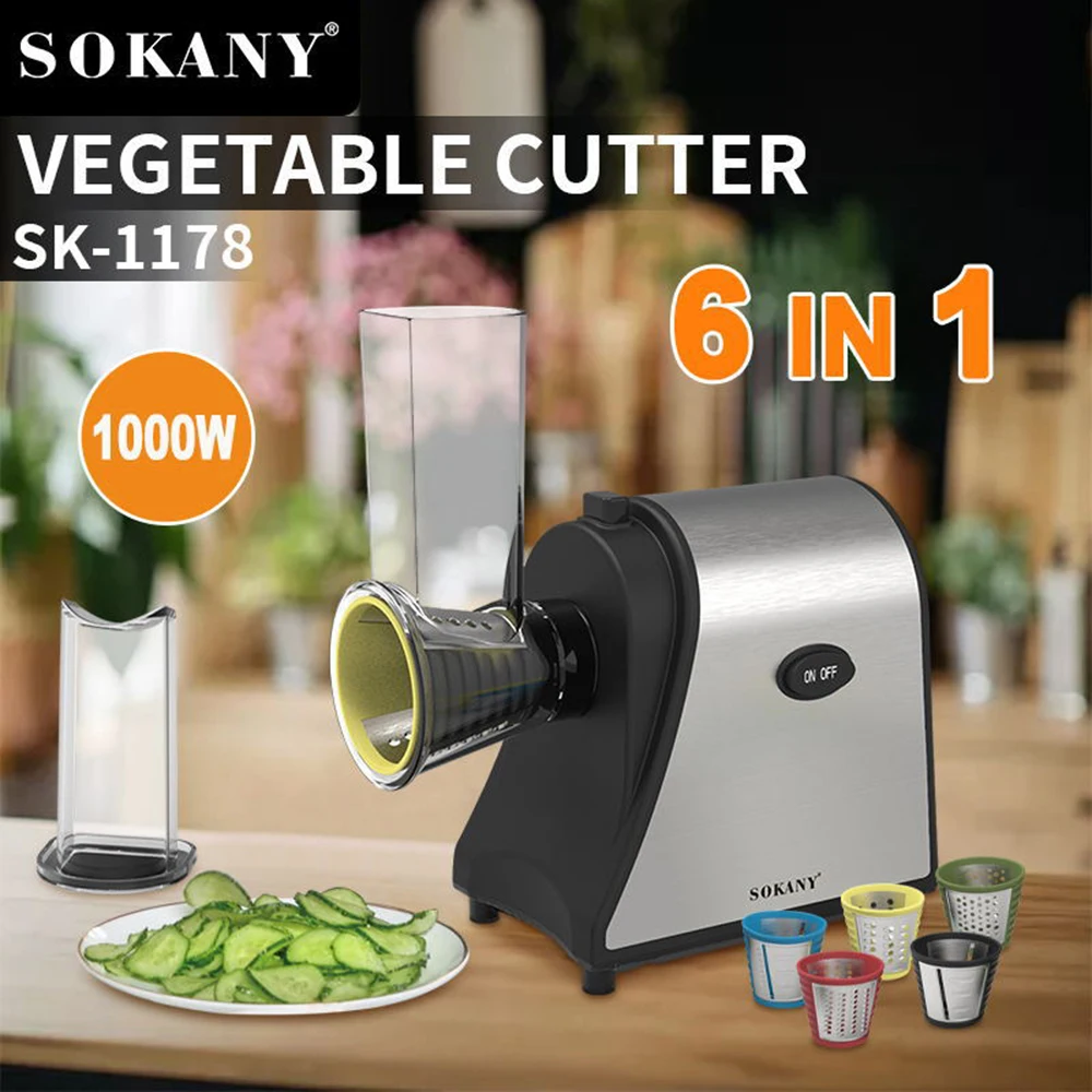 6 In 1 Electric Mixer Blender Grinder Portable Vegertable Cutter Food Processor Chopper Machine 1000W Potato Slicer Kitchen 220V