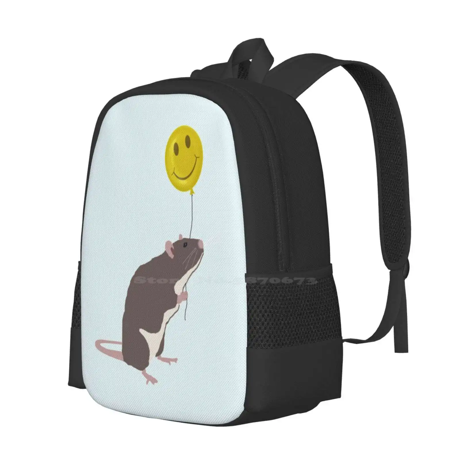 Rat With A Happy Face Balloon Hot Sale Schoolbag Backpack Fashion Bags Rats Rodents Balloon Rat Backpack New York City Amy