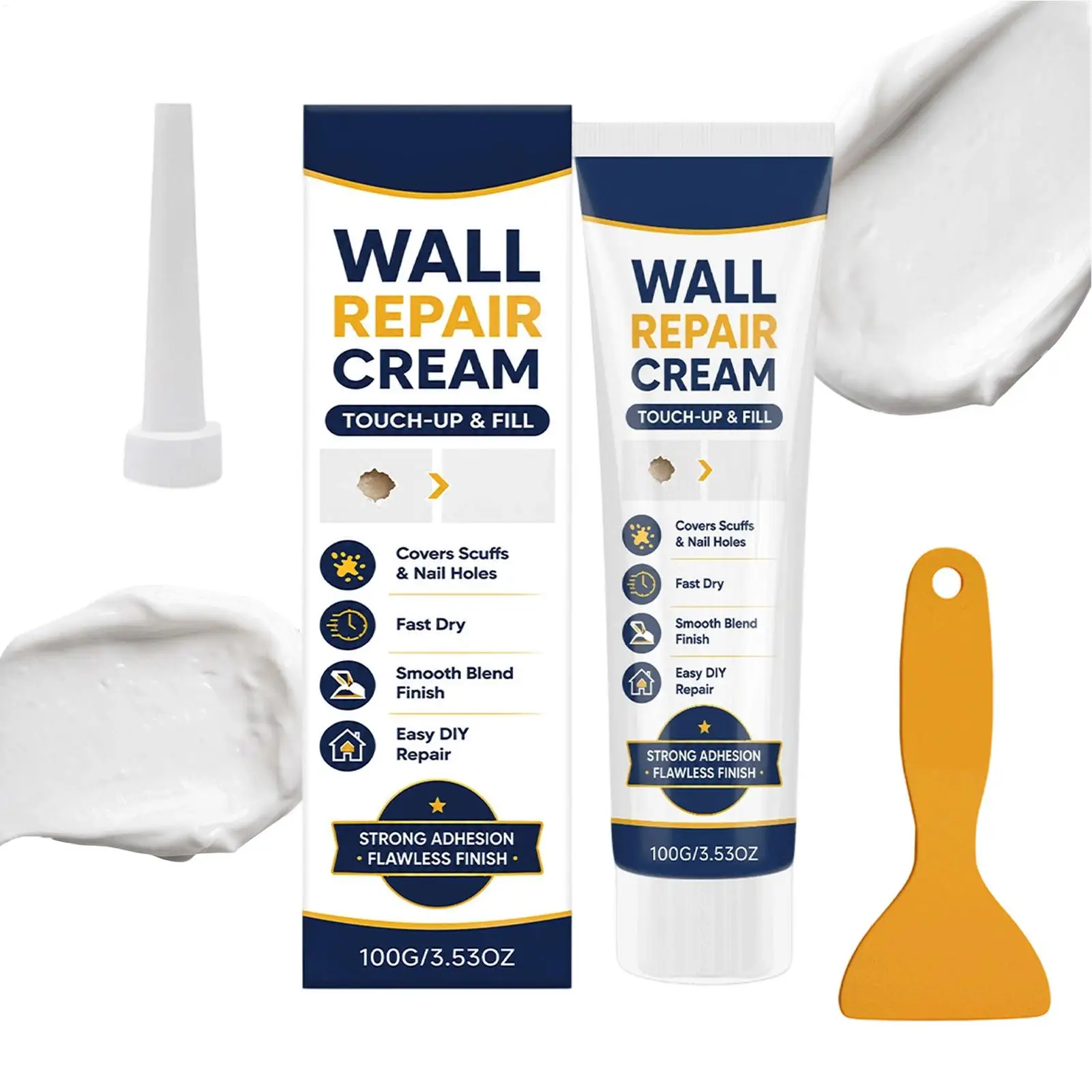 Wall Repair Paste Fast-Drying No Dripping with Scraper Wall Mending Paste Filler for Rental House College Dorm Homeowners