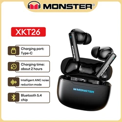 Original Monster XKT26 Bluetooth 5.4 Earphones TWS Wireless Headphones Sports Earbuds Noise Reduction HIFI Sound xiaomi Headset