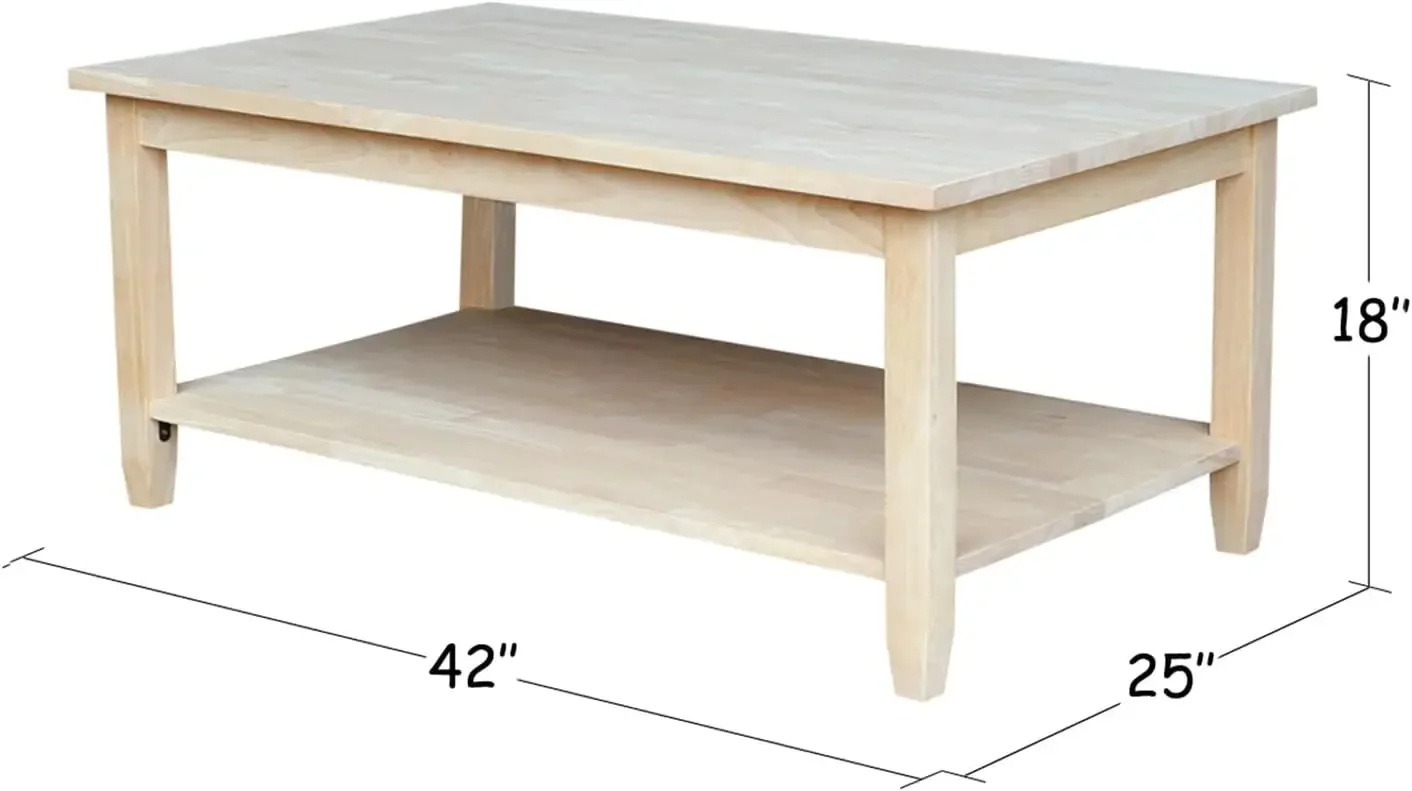 Concepts Solano Coffee Table, 42 in W x 25 in D x 18 in H, Unfinished