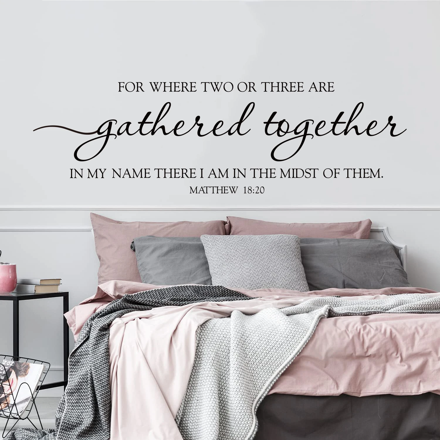 Gathered Together Bible Verse Wall Sticker Living Room Bedroom Matthew 1820 Chrisitan Wall Decal Home Decor
