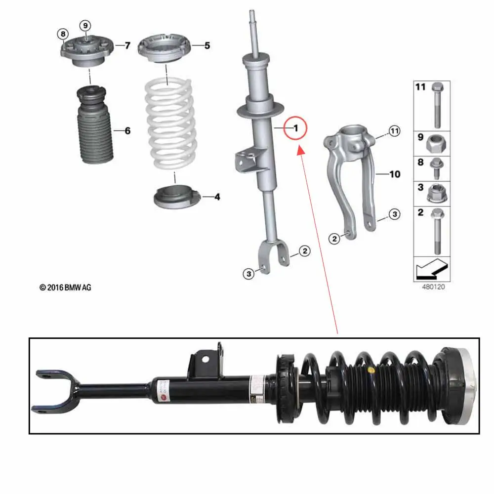 Airsusfat 1x Front Left/Right Coil Spring Shock Absorber Assembly W/o EDC For BMW G30 G31 F90 17-20, OEM 31316866591 31316866592