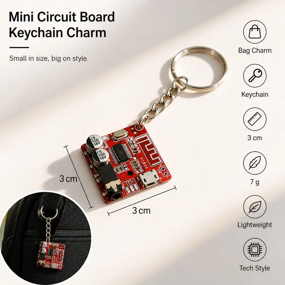 New PCB Material Circuit Board Keychain Personalized Black Color Tech Key Holder Metal Key Ring