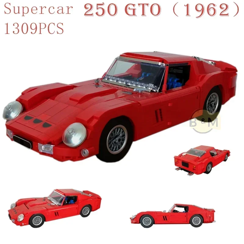 Supercoche rojo clásico dorado, kit de construcción de modelo 2021, bloque de ladrillos autoblocantes, juguete, regalo de Navidad, 250 GTO, 1962