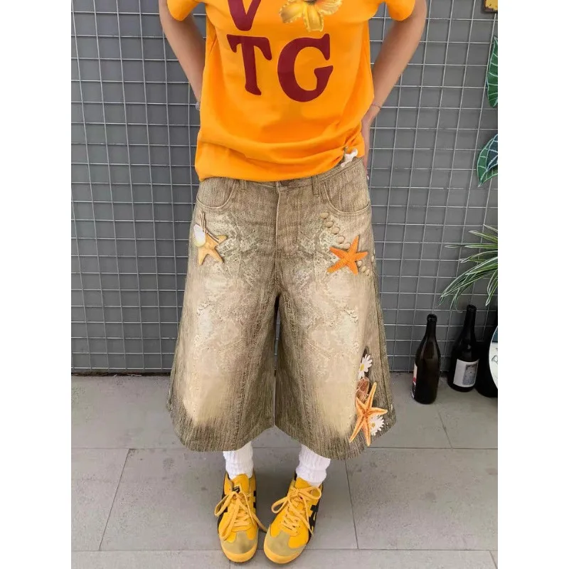 

Women‘s Khaki Shorts Y2k Print Vintage Baggy Jeans Shorts Woman Streetwear Jorts Korean Shorts Cargo Harajuku Korean Denim