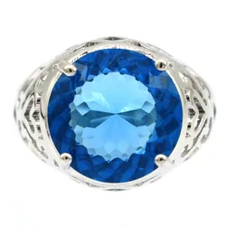 Buy 4 Get 1 Free 22x18mm Pretty Pink Kunzite London Blue Topaz Pink Tourmaline Rich Blue Aquamarine CZ Woman's Silver Rings
