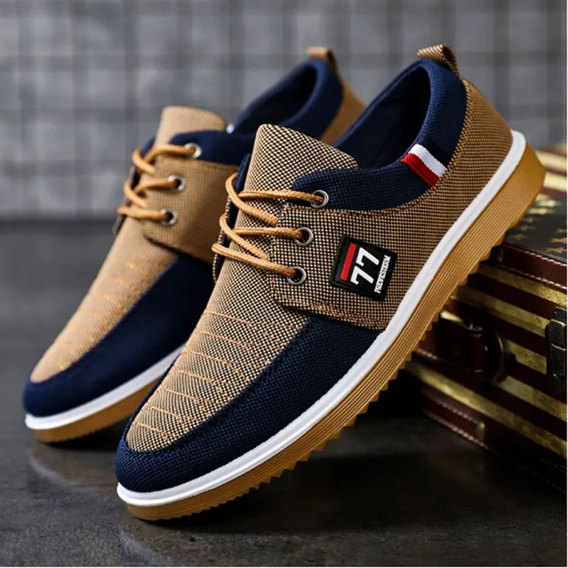 

Men Sneakers Outdoor Mesh Canvas Shoes Lightweight Breathable Men Walking Shoes Flat Business Casual Shoes Size 39-48