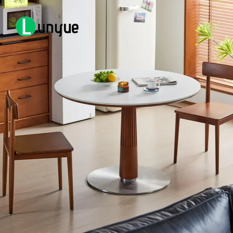 Modern Sintered Stone Dining Table Set 6 Seats Eco Friendly Wood Furniture for Apartment Household Durable Deluxe Design