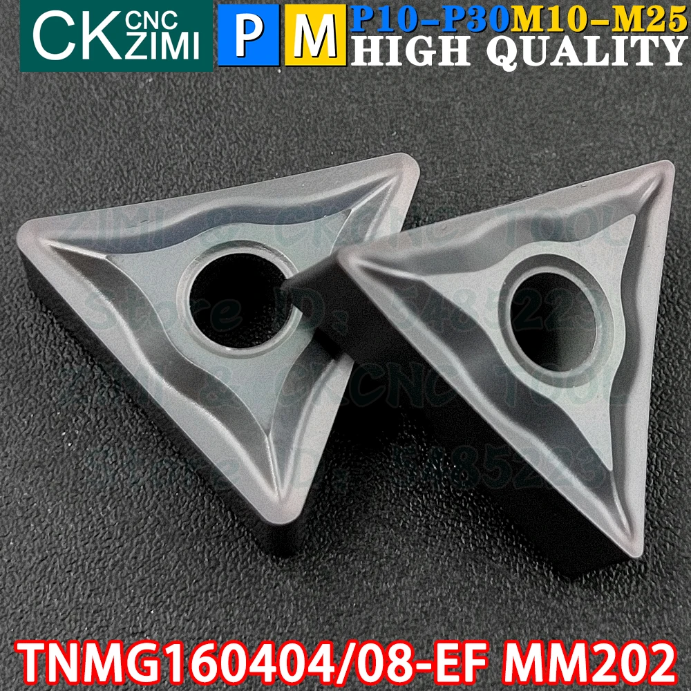 TNMG160404-EF MM202 TNMG160408-EF MM202 Inserti in metallo duro Inserti per tornitura esterna Utensili TNMG1604 TNMG 1604 EF CNC Tornio meccanico per metalli Tornitura utensili da taglio