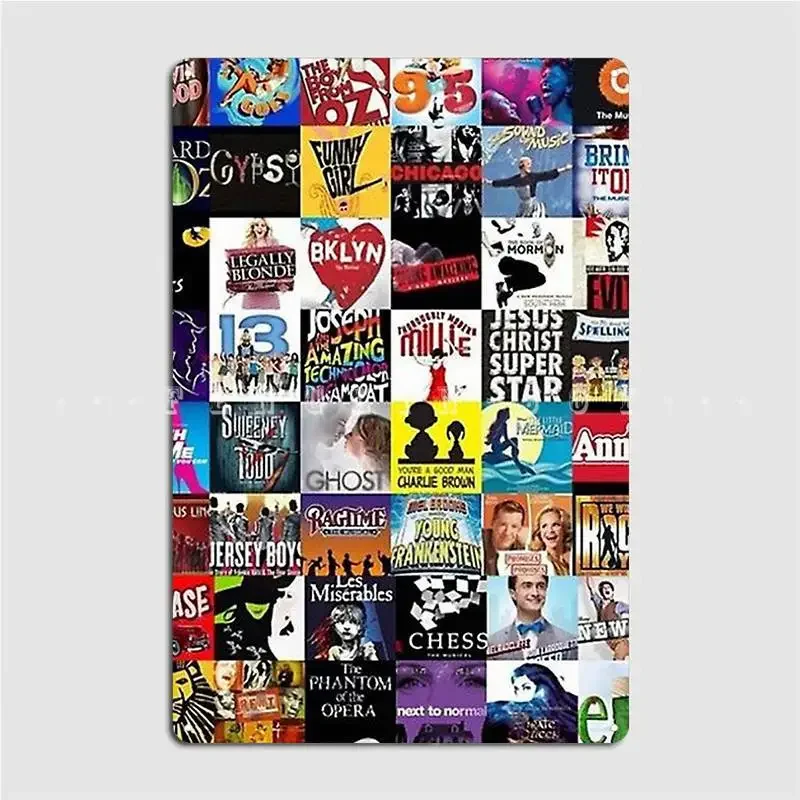 Musicals Collage Leggings Metal Plaque Poster Cinema Living Room Club Bar Vintage Wall Decor Tin Sign Poster