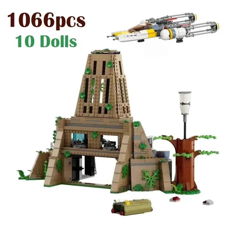 Miniso disney spaceship 1066pcs yavin IV rebel báze topologického prostoru budova bloků spojování vhodný 75365 cihly modelka hraček pro děti dar sada