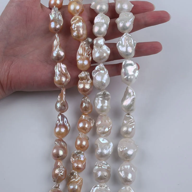 15-20mm Natural White Pink Purple Color Freshwater Pearl Baroque Strand Diy Jewelry Accessories