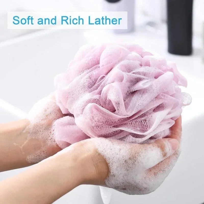 1/2/3pcs Large Bath Ball Rich Bubble Bath Towel Scrubber Body Cleaning Mesh Shower Wash Sponge Bathroom Accessories