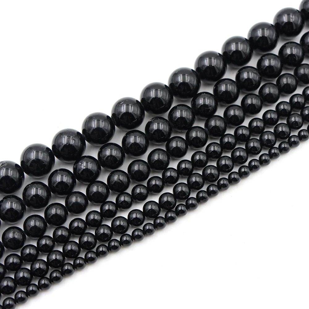 Wholesale Natural Black Tourmaline 4mm 6mm 8mm 10mm 12mm Healing Crystal Round Loose Beads Jewelry Making DIY Bracelets Necklace