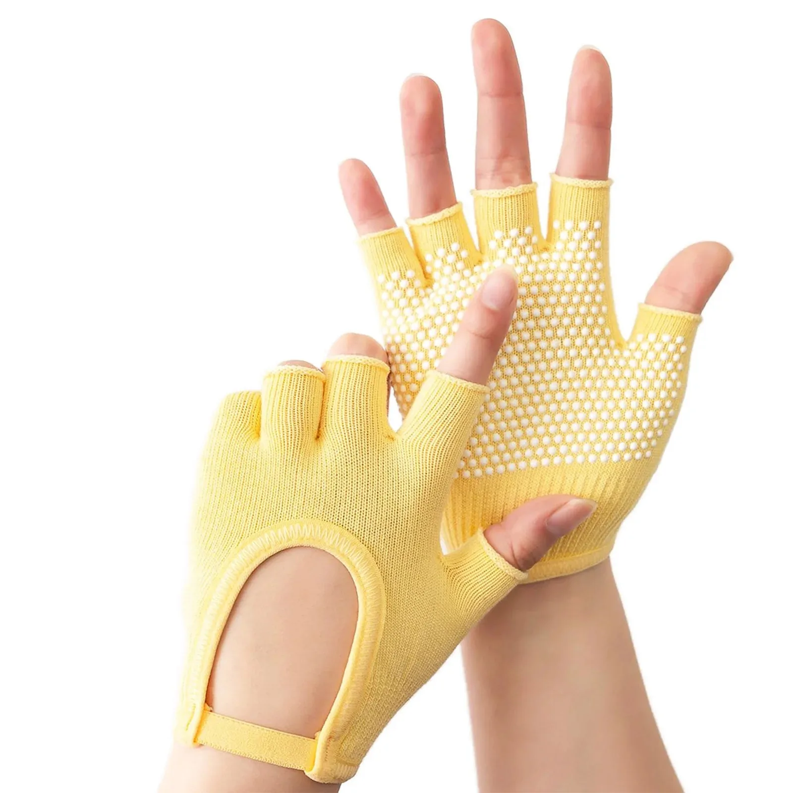 Women Non-slip Aerial Yoga Gloves for Rhythmic Gymnastics Pilates Fitness Exercise Workout Weight Training Half-finger Gloves