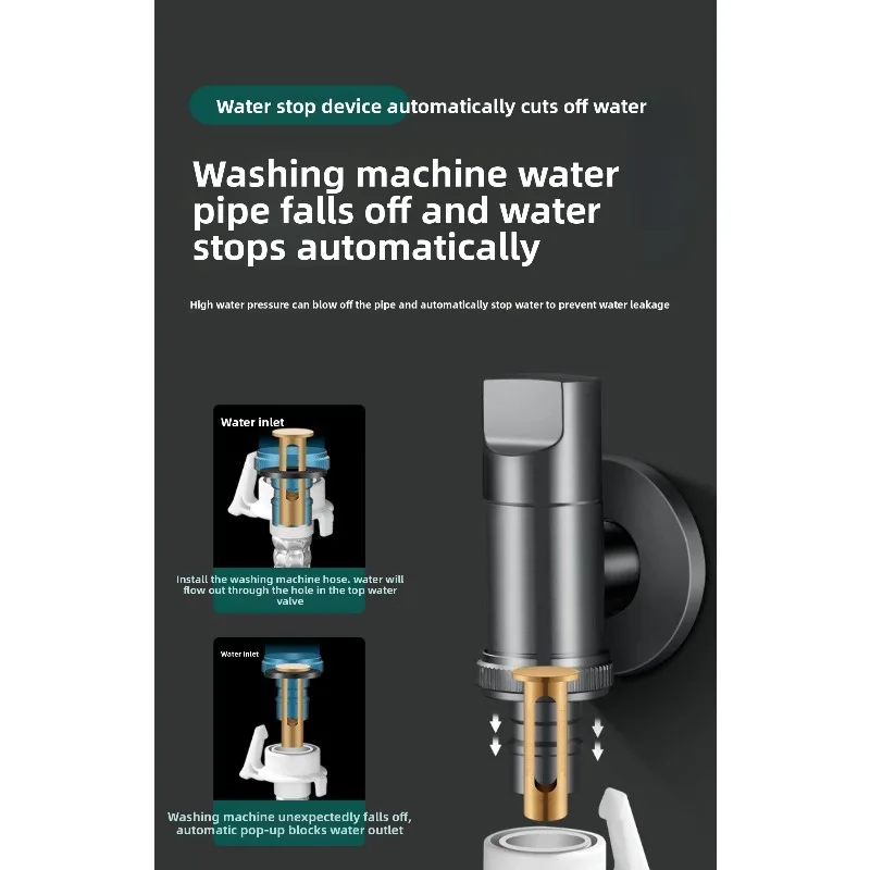 Extended and Thick Dual-purpose Inlet and Outlet Faucet for Washing Machine, Household Water Faucet