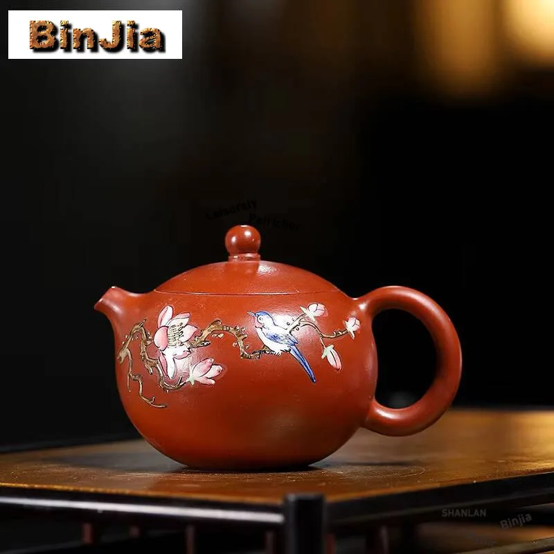 

150 мл древние фиолетовые глиняные чайники Исин ручной работы с цветной эмалью, горшок Xishi из сырой руды, грязевой чайник Дахунпао, чайный сервиз Zisha для рукоделия